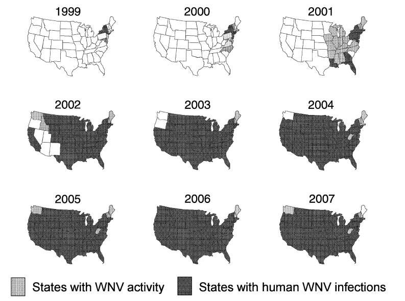 Batı Nil Ateşi Virüsü Aktivitesi, ABD 1999-2007 Pesko KN, et al.