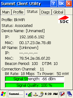 Kablosuz Ağ Bağlantısının Kontrol Edilmesi Yukarıdaki bölümlerde tanıtılan ve aktif hale getirilen herhangi bir kablosuz ağ bağlantısının durumunu, sinyal gücü, sinyal kalitesi, el terminaline