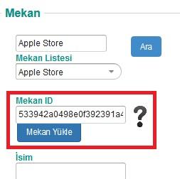 Öncelikle mekanımızın bilgilerine erişmek için ilgili mekanın adı en üstteki boşluğa yazılır ve Ara butonuna