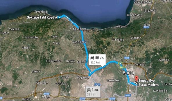 3.3 - Ulaşım Özellikleri Bursa Modern Projesi, Bursa Kent Merkezi'nin yaklaşık 6 km. kuzeyinde konumlanmıştır.