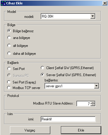 GEPA PC SUIT yazılımının Analizörler ile iletişim kurması için Analizörlerin haberleşme ayarları menüsüne Düğüm adreslerinin yazılması gerekir.