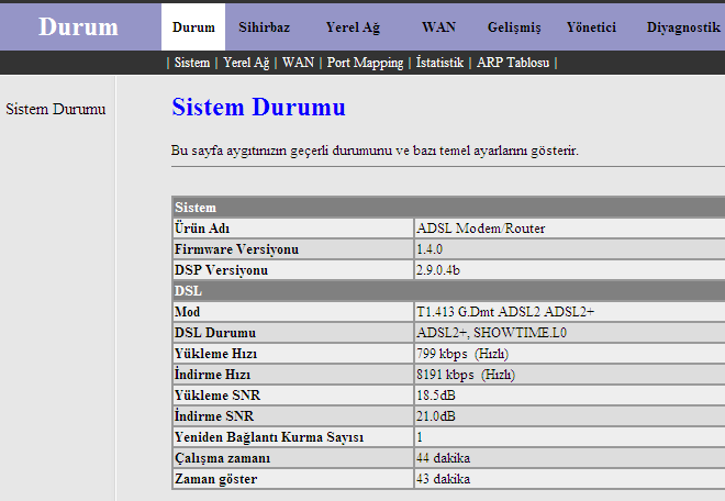 "Write Settings to Flash and Reboot "Düğmesi tıklanır 5001 no lu port Modemin Flash belleğine kaydedilir,modem kendiliğinden kapanıp yeniden açılır. 5001 no lu port hizmete açılmıştır.