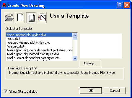 Resim 1.8: Şablon Kullanma 3-1-Select a Template O anki seçenekler diyalog kutusunda belirtilen çizim şablon dosyalarını listeler (Uzantısı DWT olanları).