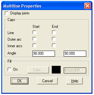 Multiline Properties seçeneği ile birleşme noktalarının gösterilip gösterilmemesi, çizgiler arasında kalan