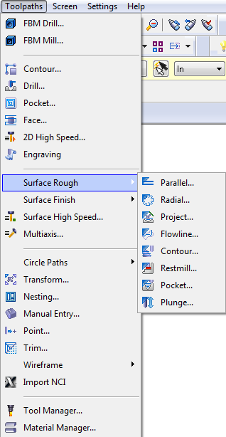 1.2.1. Surface Rough Toolpath (Yüzeyler Ġçin Kaba ĠĢleme Takım Yolları) 3B yüzey veya katı modellerin büyük çaplı takımlarla kaba olarak iģlenmesi için kullanılır.