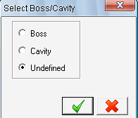 Select Boss/Cavity diyalog penceresindeki seçeneklerden biri seçilir. - Boss: DıĢ bükey (Erkek Parça). DıĢa çıkıntılı parçalarda kullanılır.