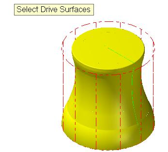 ġekil 1.49: Select Drive Surfaces ile iģlenecek yüzeylerin seçimi End Selection seçildikten sonra ekrana Toolpath/ Surface selection (Takım Yolu/ Yüzey Seçme) diyalog penceresi gelir.