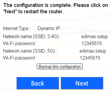 9. BR-6478AC cihazınızın 2.4GHz ve 5GHz ağlarının her biri için lütfen ağ ismi (SSID) ve Wi-Fi şifresi giriniz ve devam etmek için İleri butonuna tıklayınız. Not: Lütfen bu detayları hatırlayınız.