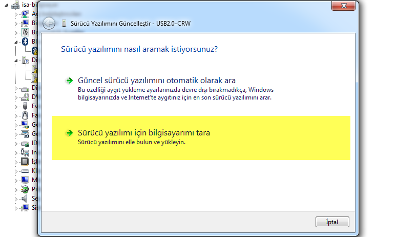 Bu ekrandan aygıt yönetici tıklanarak çalıştırılır. Ekran görüntüsü 3.