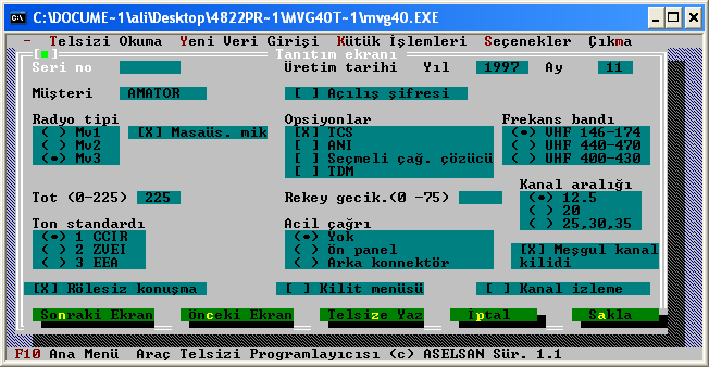 TA AMATOR KÜTÜK.EPR isimli kanal kütüğü; Kasım 2013 tarihli tüm Türkiye VHF röle frekansları ile 145 Mhz üstü simpleks görüşme frekanslarını içerir. 1.kanal APRS kullanıcıları için 144.