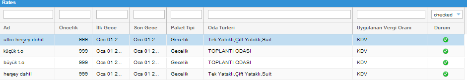 2-Fiyat Paketleri Bütün ayarlarda olduğu gibi fiyat paketlerinde de sayfanın altında bulunan menüden eklemedüzeltme ve silme işlemlerini yapabiliriz.