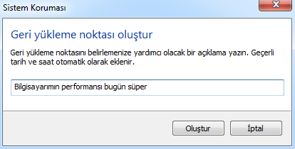 Sistem penceresinden Sistem Koruması bağlantısı kullanılarak Sistem Özellikleri penceresi görüntülenir.