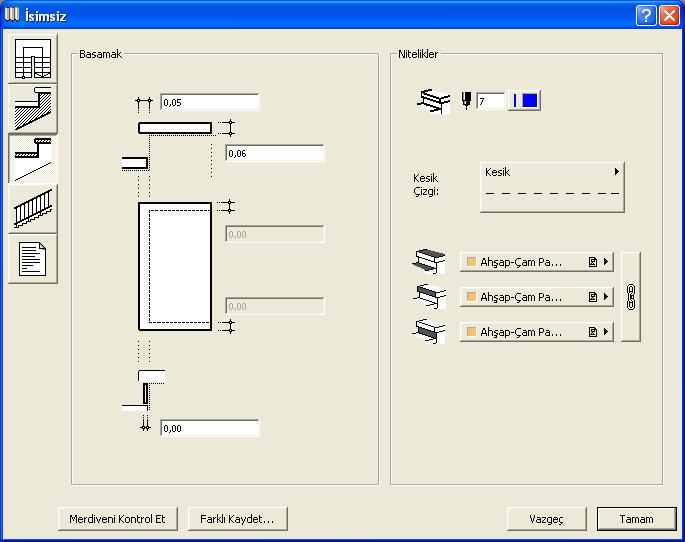 ARCHICAD 9 İLE KOLAY MİMARİ MODELLEME ve GÖRSELLEŞTİRME 2B-Nitelikler kısmında döşeme/kirişin dış çizgi kalem rengi/kalınlığı, rendering için döşeme/kirişlere yüzey malzemesi seçilir.