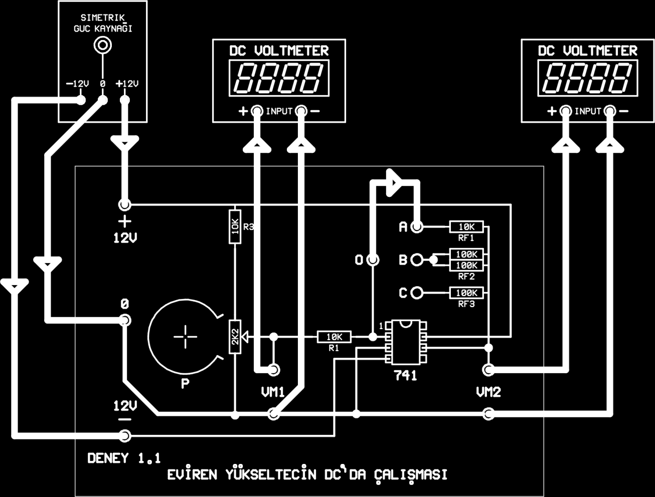 DENEYİN YAPILIŞI: DENEY: 1.1 Devre bağlantılarını resimdeki gibi yapınız. 1- Devreye gücü uygulayınız.
