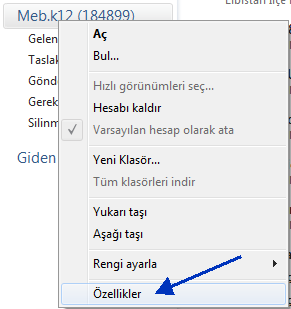 Adım 7: E-posta kotasının dolmasını engelleme Şu anki mevcut ayarlara göre e-postalar MEB sunucusundan silinmemektedir. Bu da belli bir süre sonra kotanın dolmasına sebep olacaktır.