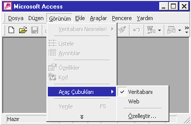 1 Access e Nasıl Ulaşılır Araç çubuklarını yeniden