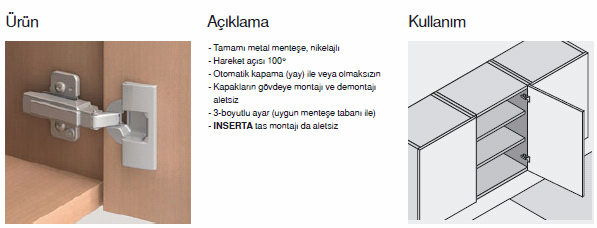 KÖŞE BİNİ MENTEŞELER TAS INSERTA ÖZELLİK KOD NO: Çelik tas Yaylı BLM.71M2590B TAS VİDALI ÖZELLİK KOD NO: Çelik tas Yaylı BLM.71M2550 Çelik tas Yaysız BLM.70M2550.