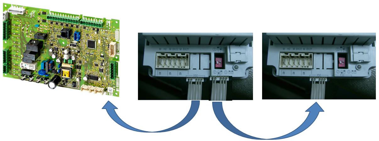 İlave modülü LMS14 kazan kontrol panelinde X50 soketine bağlayınız. Aşağıdaki bağlantı şemasını dikkate alınız.