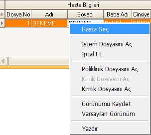 Hasta yatış istemi tamamlandıktan sonra, Klinik menüsünün altındaki Yatak Takip Sistemi ekranına düşer. Ekran açıldıktan sonra Listele butonu tıklanarak hastalar çağrılır.