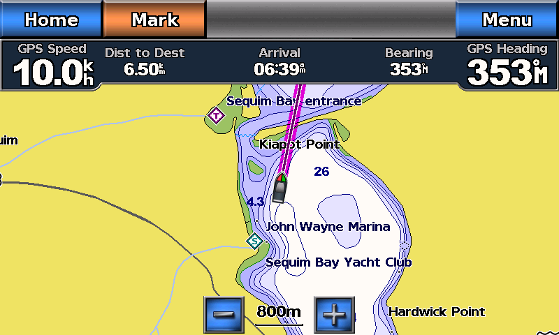 Marine Mode: Getting Started Doğrudan Varış Yerine Doğru Seyretme 1. Anasayfa ekranında, Harita > Navigasyon haritası seçeneklerine girin. 2. Navigasyon tablosunda, seyretmek istediğiniz yere basın.