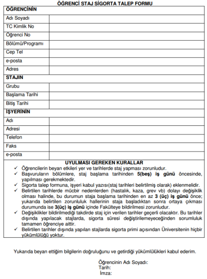 19 20 17 18 *** Bu form, öğrenci tarafından doldurulacak ve staj yeri kabul formu ile birlikte Bölüm Staj Komisyonu na verilecektir.