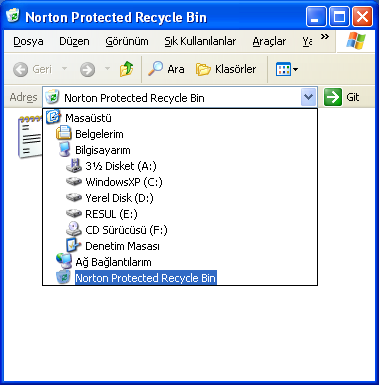 Temel İşlemler Çöp kutusu olarak da adlandırdığımız Geri Dönüşüm Kutusu silinen dosyaların bulunduğu bir