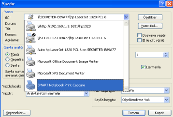 Notebook Print Capture özelliğinin kullanımı: Birden fazla sayfa içeren Word, Excel, v.b dosyalarını Notebook içine atmak için bu özelliği kullanabilirsiniz.