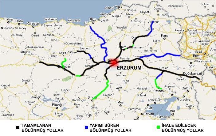 Şekil 3. Türkiye bölünmüş yol yapım çalışmaları, 2010 Aralık Kaynak: Karayolları Genel Müdürlüğü 34.