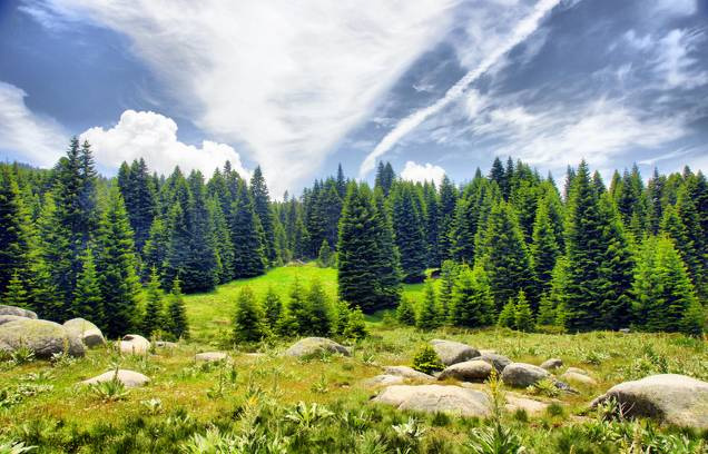 Karlı Olimpos dağı manzarası eşliğinde yeşilin her tonunun görülebildiği, masalımsı