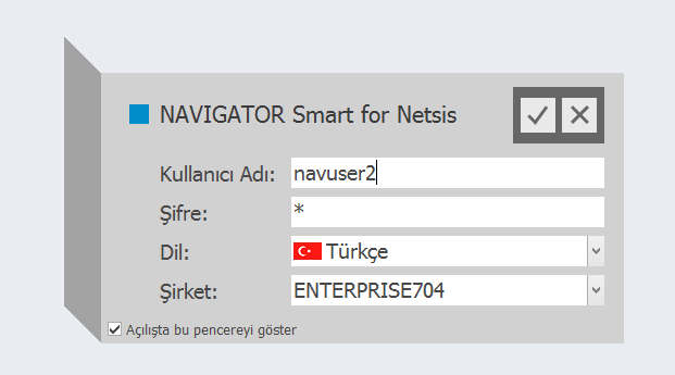 Excel yeniden çalıştırılır. Netsis ürün ailesindeki programlarda yetkisi olan kullanıcı adı ve şifre ile giriş yapılır.