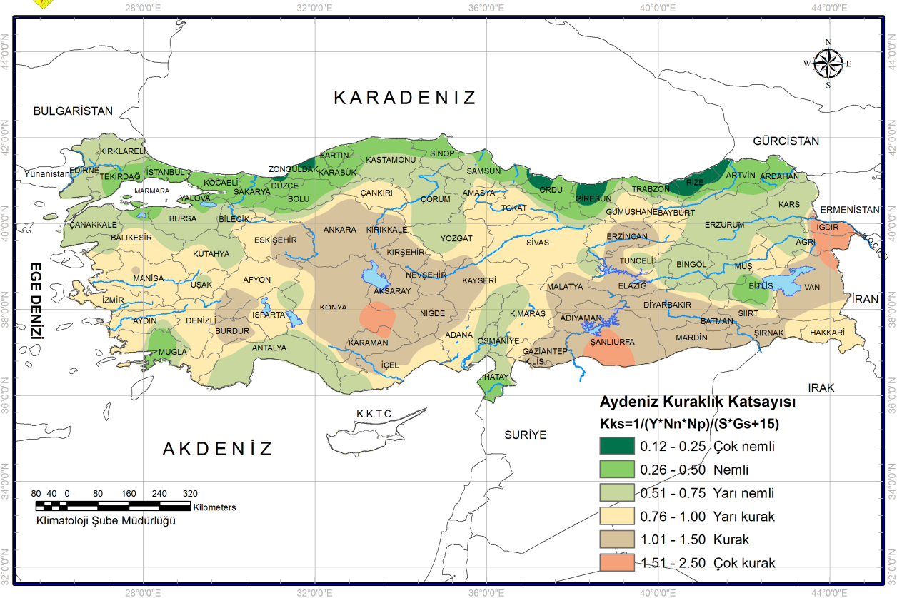 4. Aydeniz iklim sınıflandırması A.Ü.Ziraat Fakültesi öğretim üyesi Prof Dr. Akgün Aydeniz in geliştirdiği formülde, yağış, sıcaklık, nispi nem, ve güneşlenme süresi verileri kullanılmaktadır (D.M.İ.