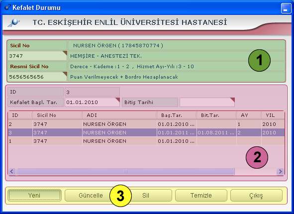 S a y f a 36 4) Kefalet Durumu Formu Ek Bilgi Girişi menüsünün dördüncü formu, Kefalet Durumu formudur.