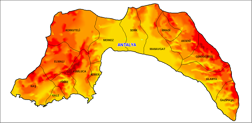 Antalya ışınım değerleri (kwh/m2-yıl) 1750 kwh = yaklaşık 180 m 3