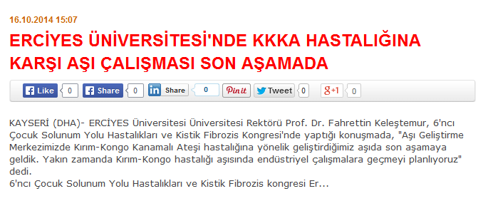 17 Şubat 2015 Kayseri Erciyes Üniversitesi, kene