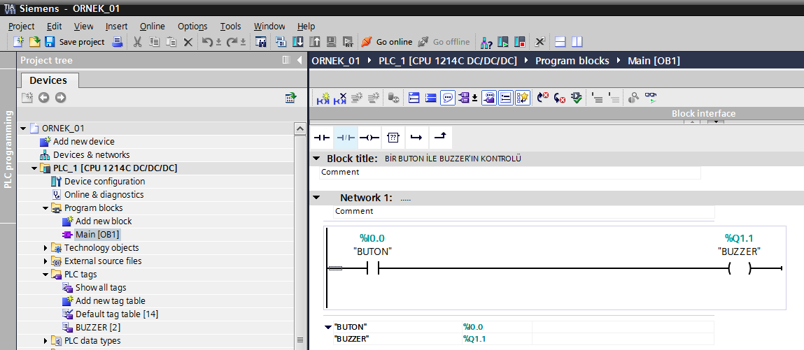 3. UYGULAMALAR 3.1. BUZZER UYGULAMASI Şekil 21 1) PLC tags Add new tag table komutu ile yeni bir tag table oluşturunuz.