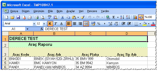 Rapor gönderimi sırasında Excel çalışıyor ise program kullanıcıya hangi kitabın hangi çalışma sayfasına ve hangi hücreden başlayarak raporun aktarılacağını sorar.
