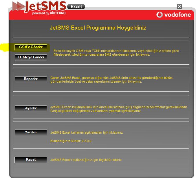 GSM numarası seçimi yapıldığı zaman SMS metninin yazılabileceği bir alan açılır, mesaj metni yazılarak Devam butonuna tıklanır.