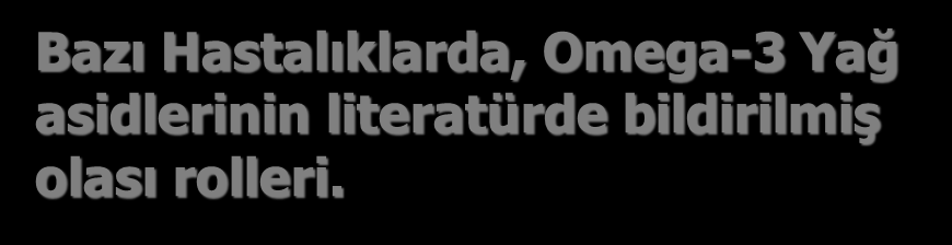 Bazı Hastalıklarda, Omega-3 Yağ asidlerinin literatürde