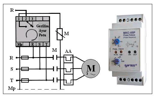 Şekil 6.17 Motor koruma rölesi Gerilim dengesizliği (ayarlanamaz): Faz arası gerilim dengesizliği % 20 sabit değerden fazla olduğu anda çıkış rölesi 3sn.içinde motoru devreden çıkarır.