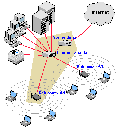 Kablolu ve Kablosuz LAN Karşılaştırması Ad hoc ağlarda hostlar kendi aralarında bağlantı yapabilirler ve ağa yeni hostlar eklenebilir veya mevcut hostlar çıkabilir.