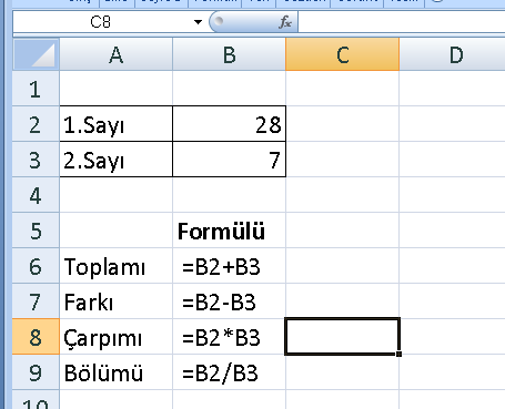 ARİTMETİKSEL İŞLEMLER =TOPLA formülü Anlamlı çokluktaki toplama işleminin uzun zaman almaması için kullanılan bir formüldür.