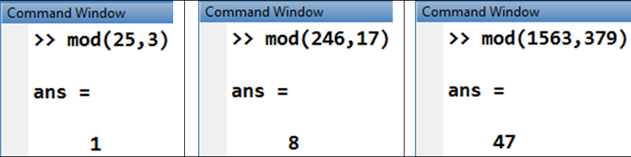 mod Fonksiyonu ile Kalan Bulma mod(x,y) x sayısının y sayısına