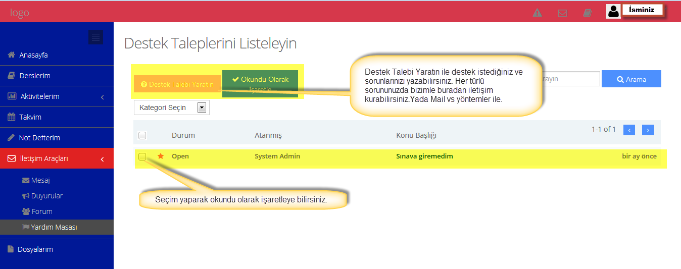 yöneticine ve arkadaşlarınıza mesaj