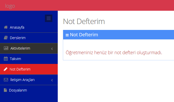 e. Takvim menüsünden son ödev teslim tarihleri, ders programı, etkinlik takvimi ve okul takvimi tarihlerini vs. görebilirsiniz.