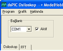 Bilgisayar yazılımıyla beraber kullanım; Ürünün yanında verilen dspic Osiloskop V1.0 yazılımı, daha kapsamlı bir analiz yapmaya olanak sağlar.