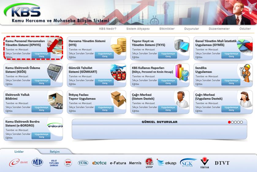 Yetkilendirme işlemi için, muhasebe müdürlüklerinde Muhasebe Yetkilisi unvanındaki kişinin KBS Kamu Personel Harcamaları Yönetim Sistemi (KPHYS) ne giriş yapması gerekmektedir.