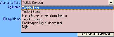 d. Reçete açıklama alanı; Kurum tarafından reçete ödemelerinde reçeteye göre reçete eki belgeler istenilmektedir. E-reçete uygulamasında bu belgelere ait bilgiler bu alanlara girilebilecektir.