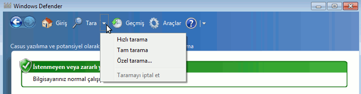 Sistem Koruması: Sistem Geri Yüklemenin çalıştırılmasını sağlar.