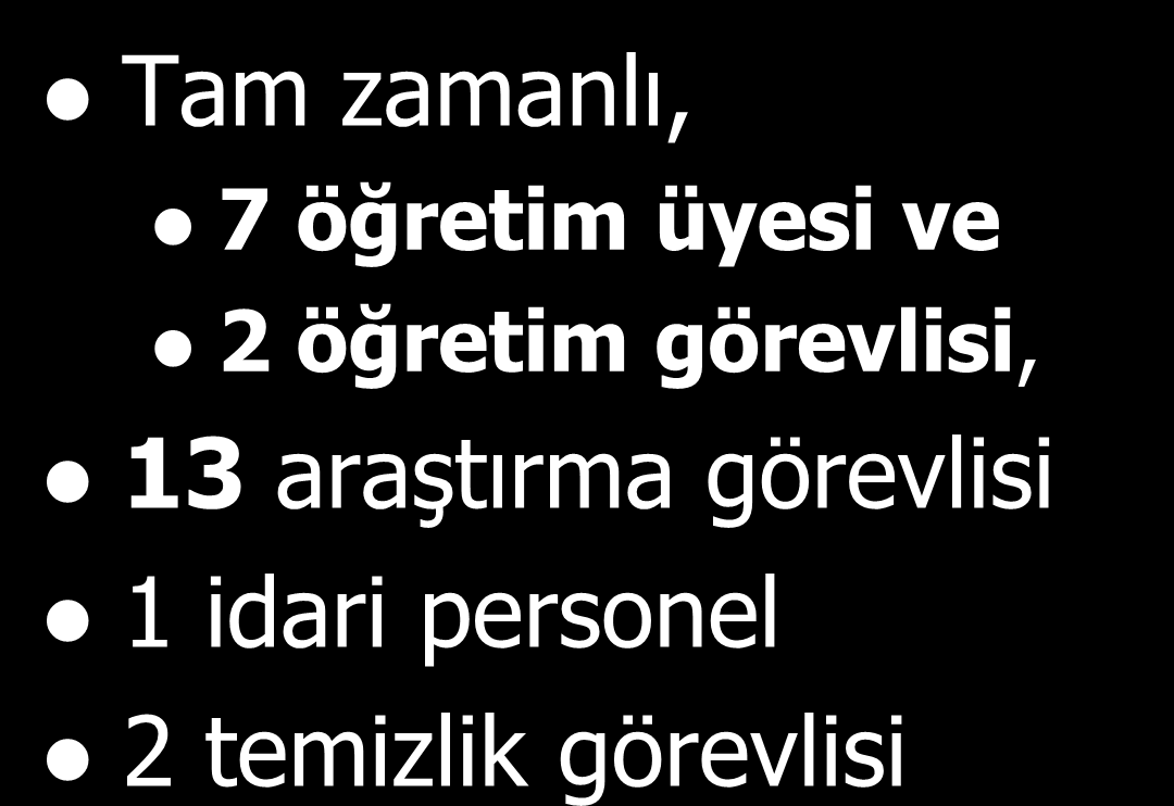 - Bölümümüz Personelimiz Tam zamanlı, 7 öğretim üyesi ve 2 öğretim görevlisi, 13