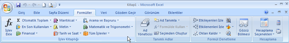 Sekmeler GiriĢ: Giriş sekmesi Excel deki temel işlemlerin yapılabileceği sekmedir.